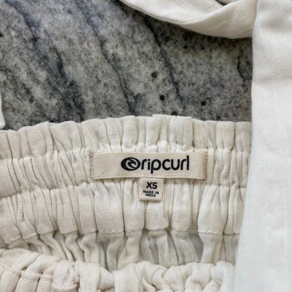 Women's Ripcurl White Sleeveless Tie Shoulder Ruched Blousee XS - Picture 4 of 6